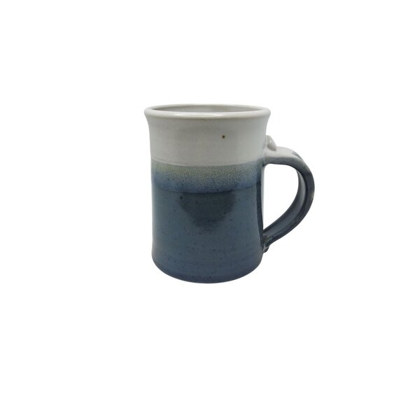 Vintage Handcrafted Signed Blue White Stoneware 10oz Mug - Picture 1 of 7